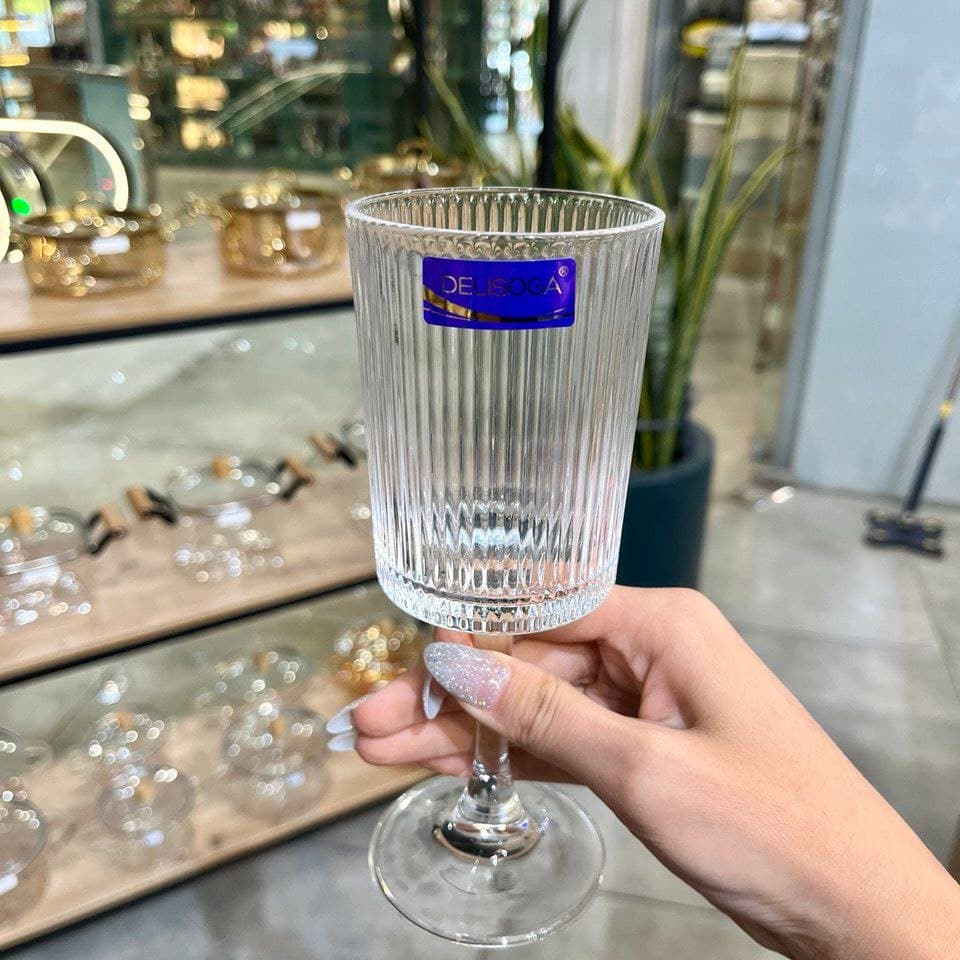 گیلاس‌خوری و دسر دلی سوگا مدل شیاردار بلند | ست ۶ عددی