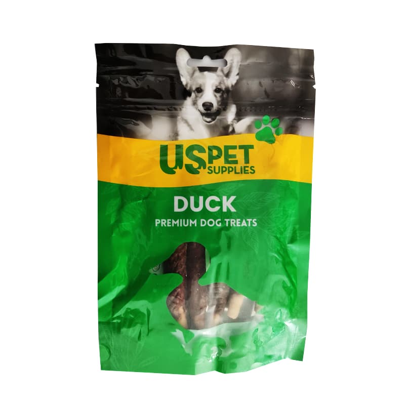 تشویقی سگ یو اس پت اردک مدل مانچی پوست با دورپیچ اردک وزن 100 گرم