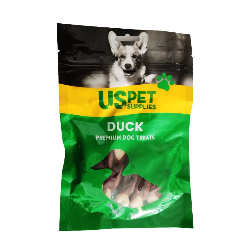 تشویقی سگ یو اس پت گوشت اردک مدل استخوان دورپیچ وزن 100 گرم