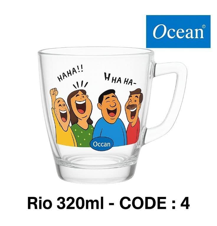 لیوان دسته دار اوشن 320 میل- طرح آدمک خندان کد 4 – دونه ای