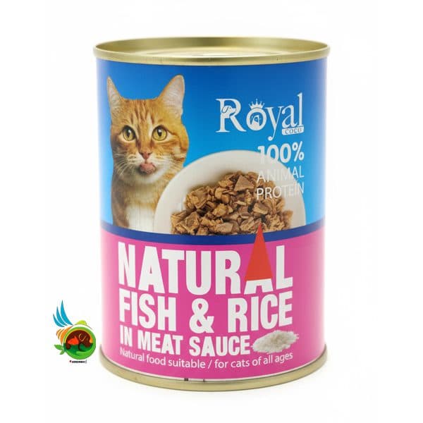 کنسرو نچرال گربه رویال کوکو با طعم ماهی و برنج Royal coco fish & rice وزن ۳۸۰ گرم