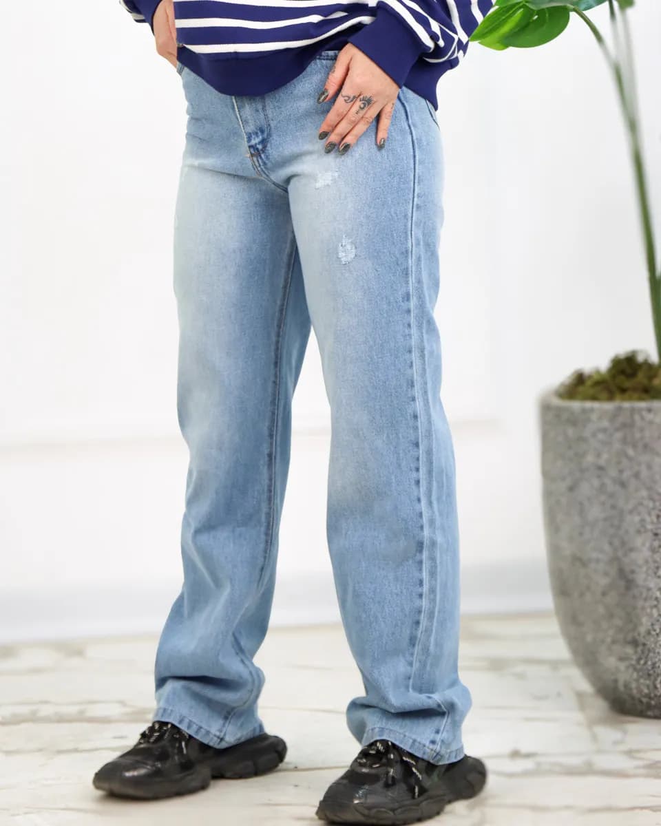 شلوار جين بگ آبی روشن زنانه 1176