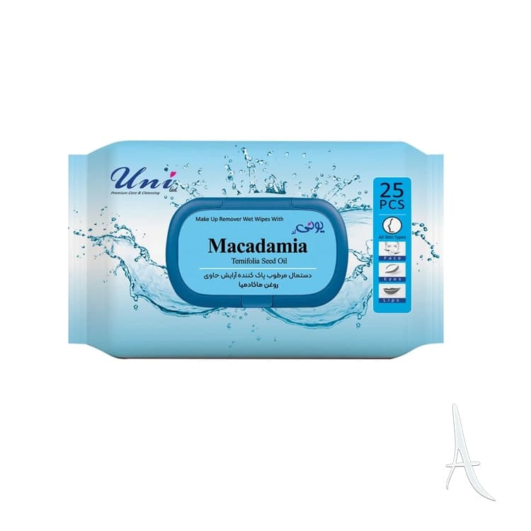 دستمال مرطوب یونی لد مدل پاک کننده آرایش روغن ماکادمیا