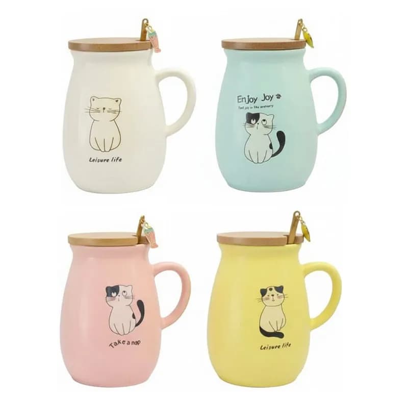 ماگ سرامیکی دربدار قاشق دار