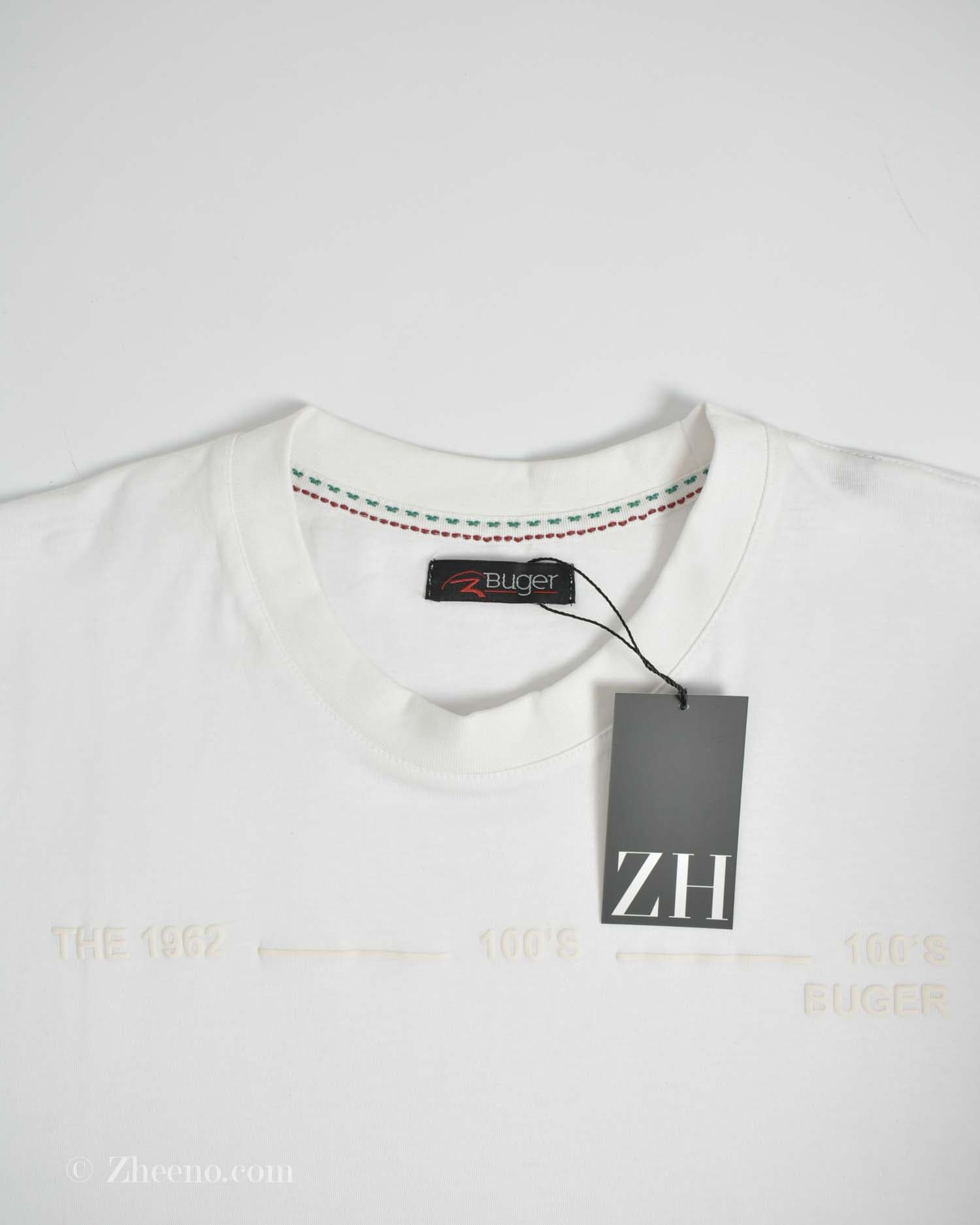 تیشرت نخی مردانه سفید Buger