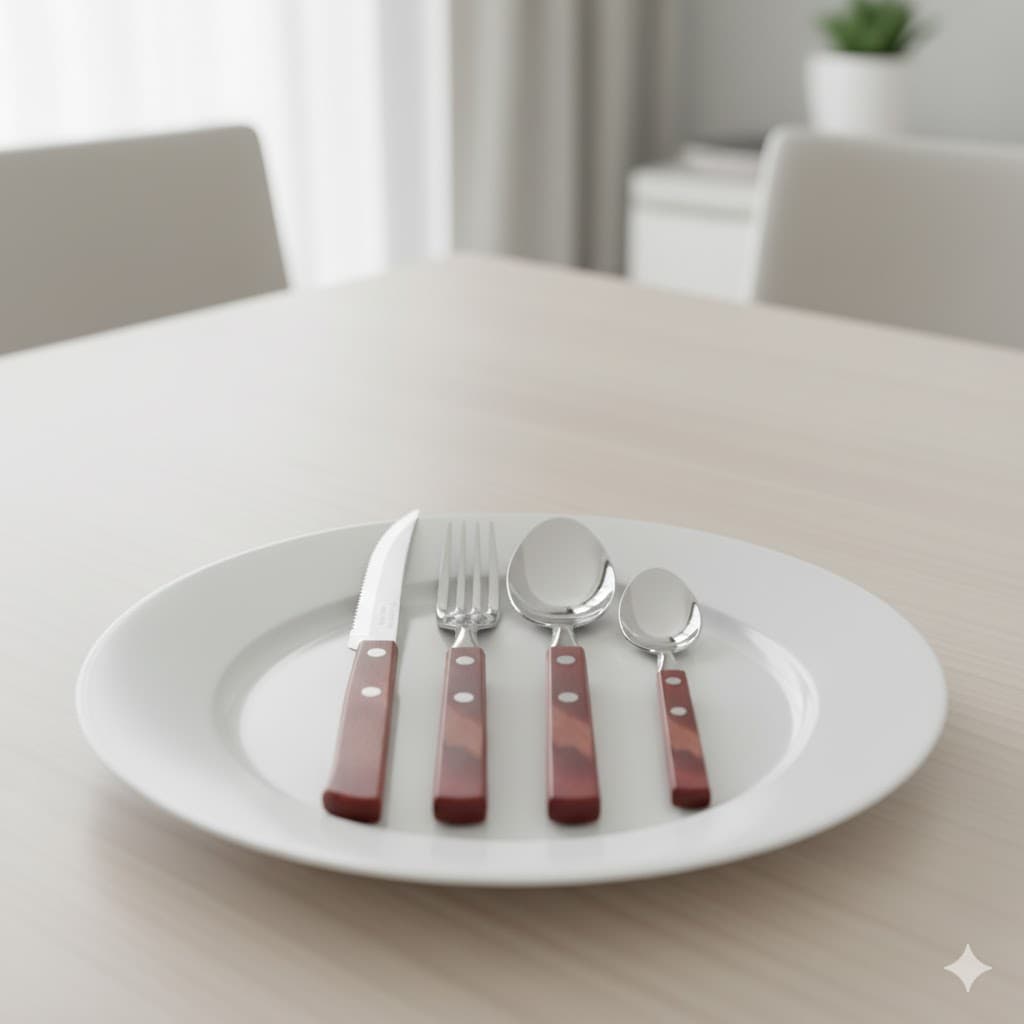 سرویس 24 پارچه قاشق و چنگال چوبی ترامونتینا کد 21199