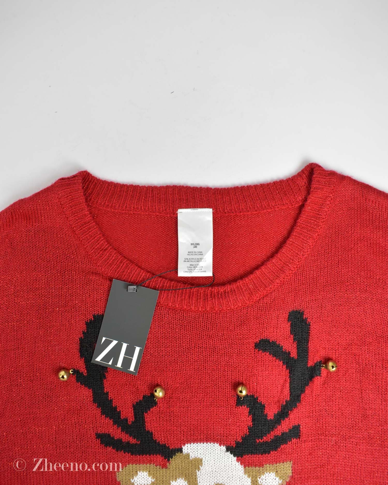 بافت کریسمسی قرمز طرح گوزن