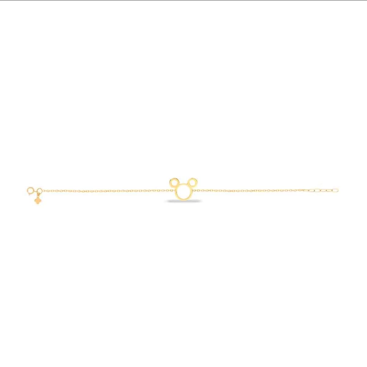 دستبند طلا زنانه طرح میکی موس خالی قو طلایی کد B038922