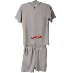 ست مردانه تیشرت و شلوارک یقه کوبایی مراکشی