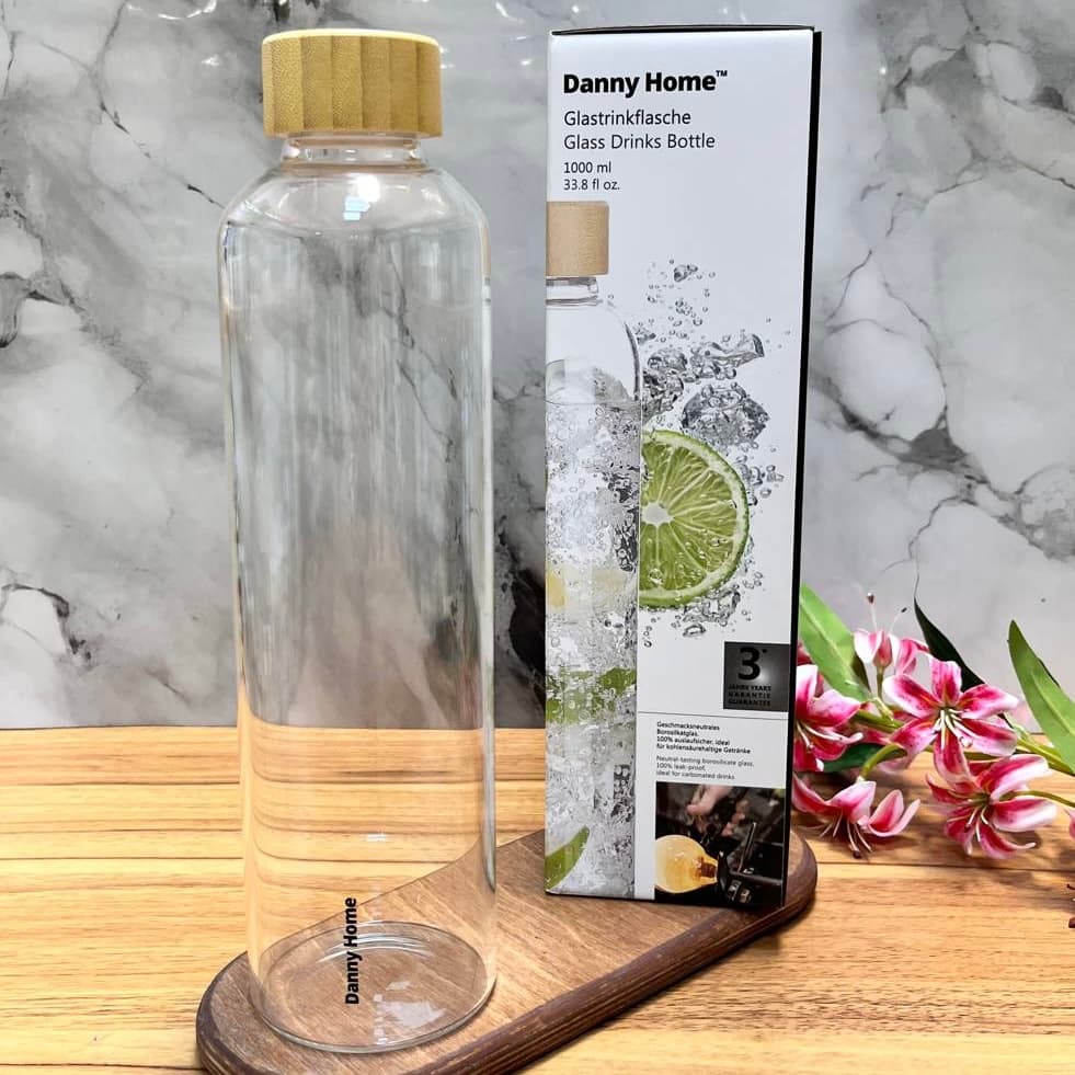 بطری آب دنی‌هوم (Danny Home) مدل درب بامبو – ظرفیت ۱۰۰۰ میلی‌لیتر