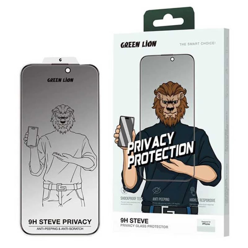 محافظ صفحه نمایش حریم خصوصی گوشی موبایل اپل iphone 16-15 گرین لاین مدل 9H Steve