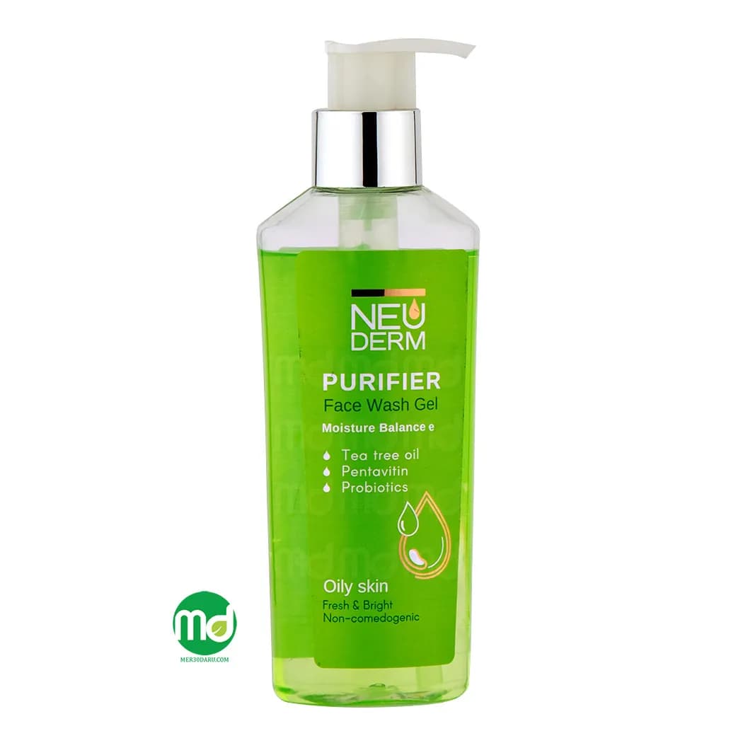 ژل شستشوی صورت حاوی درخت چای نئودرم مناسب پوست چرب و مختلط