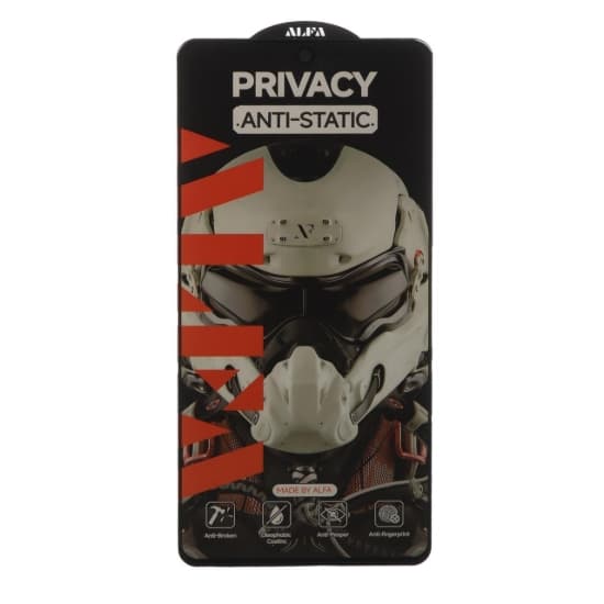 گلس گوشی موبایل شفاف آلفا مدل آنتی استاتیک Privacy جنگجو