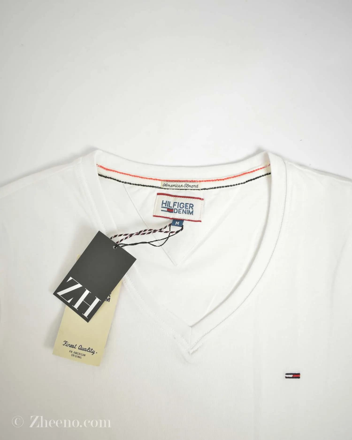 تیشرت یقه هفت سفید مردانه Hilfigerdnim