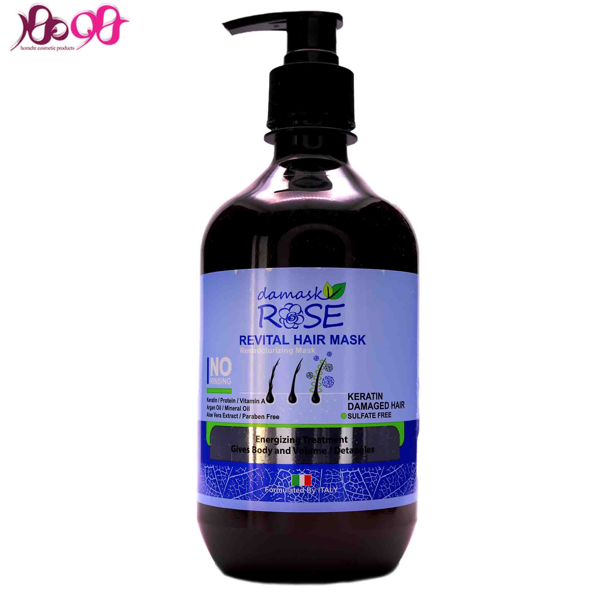 کرم موی کراتین بدون سولفات موهای آسیب دیده داماسک رز