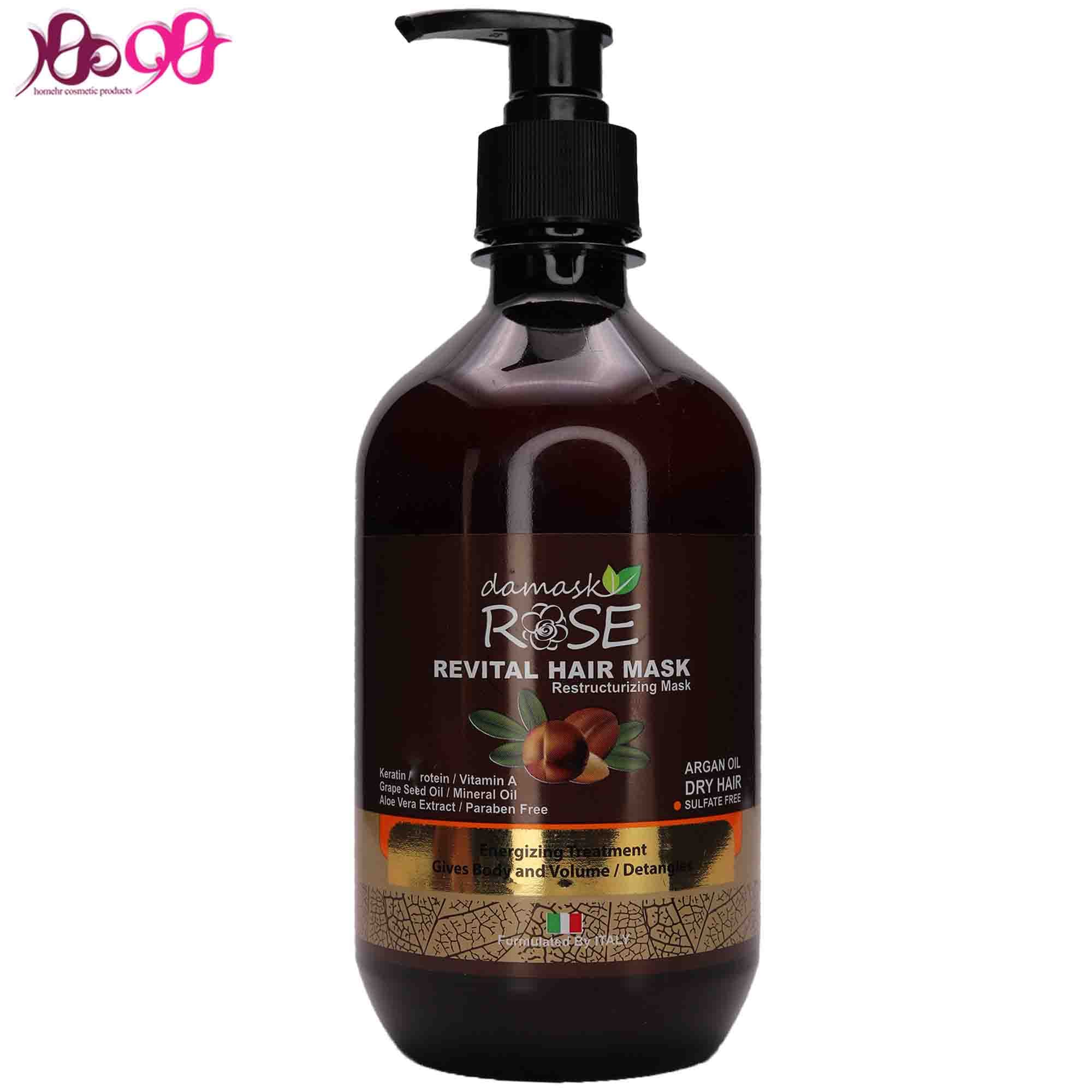 ماسک مو روغن آرگان بدون سولفات موهای خشک داماسک رز