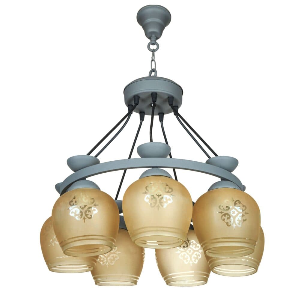 لوستر 7 شعله چشمه نور کد 1902/7T طوسی