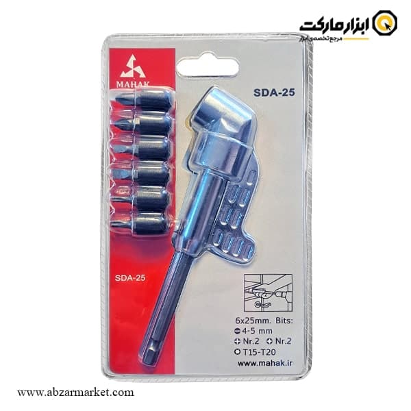 ست رابط بیت خور چپقی 90 درجه محک 6 عددی مدل SDA-25