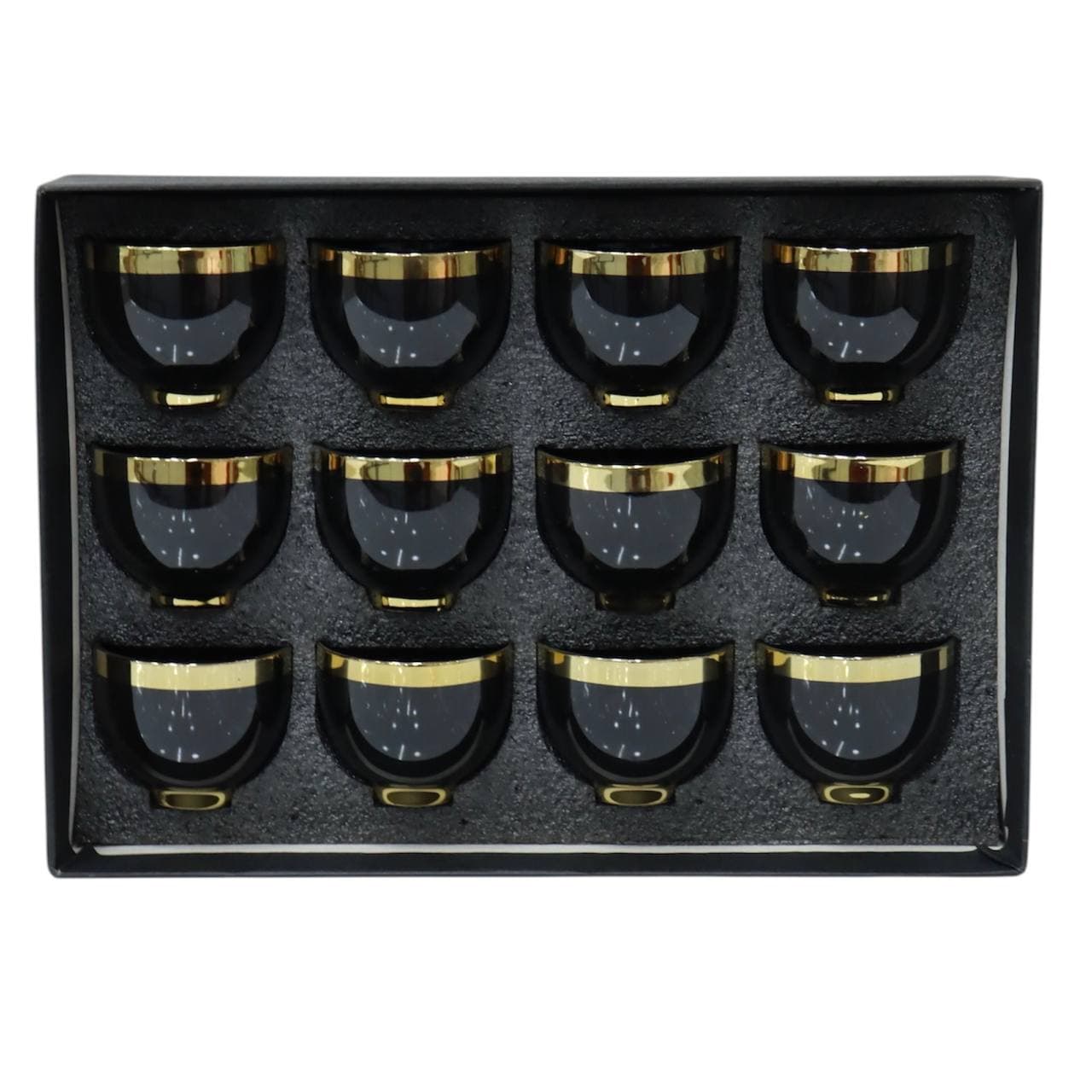 ست ۱۲تایی کاپ مشکی دورطلایی