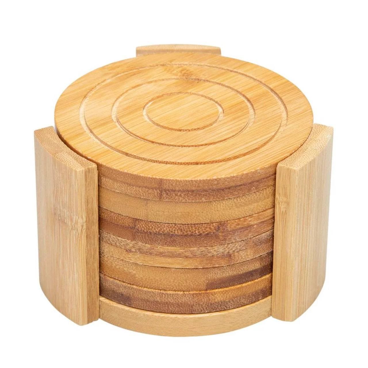 زیر لیوانی بامبو گرد همراه استند