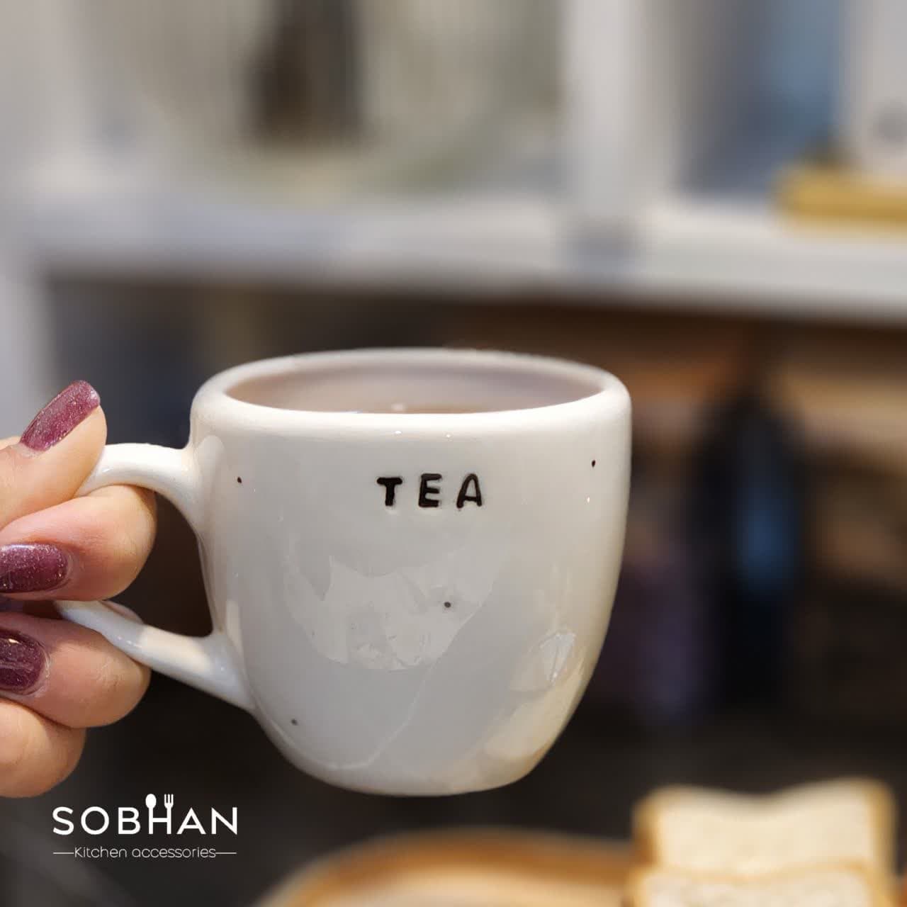 ماگ سرامیک دست ساز دو مدل tea و coffee