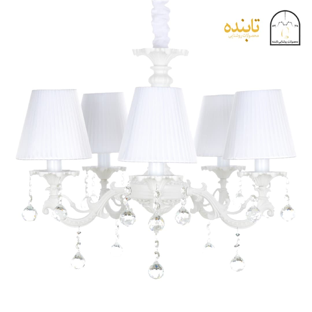 لوستر فلزی پیچک ۵ شاخه با آویز گوی RWN