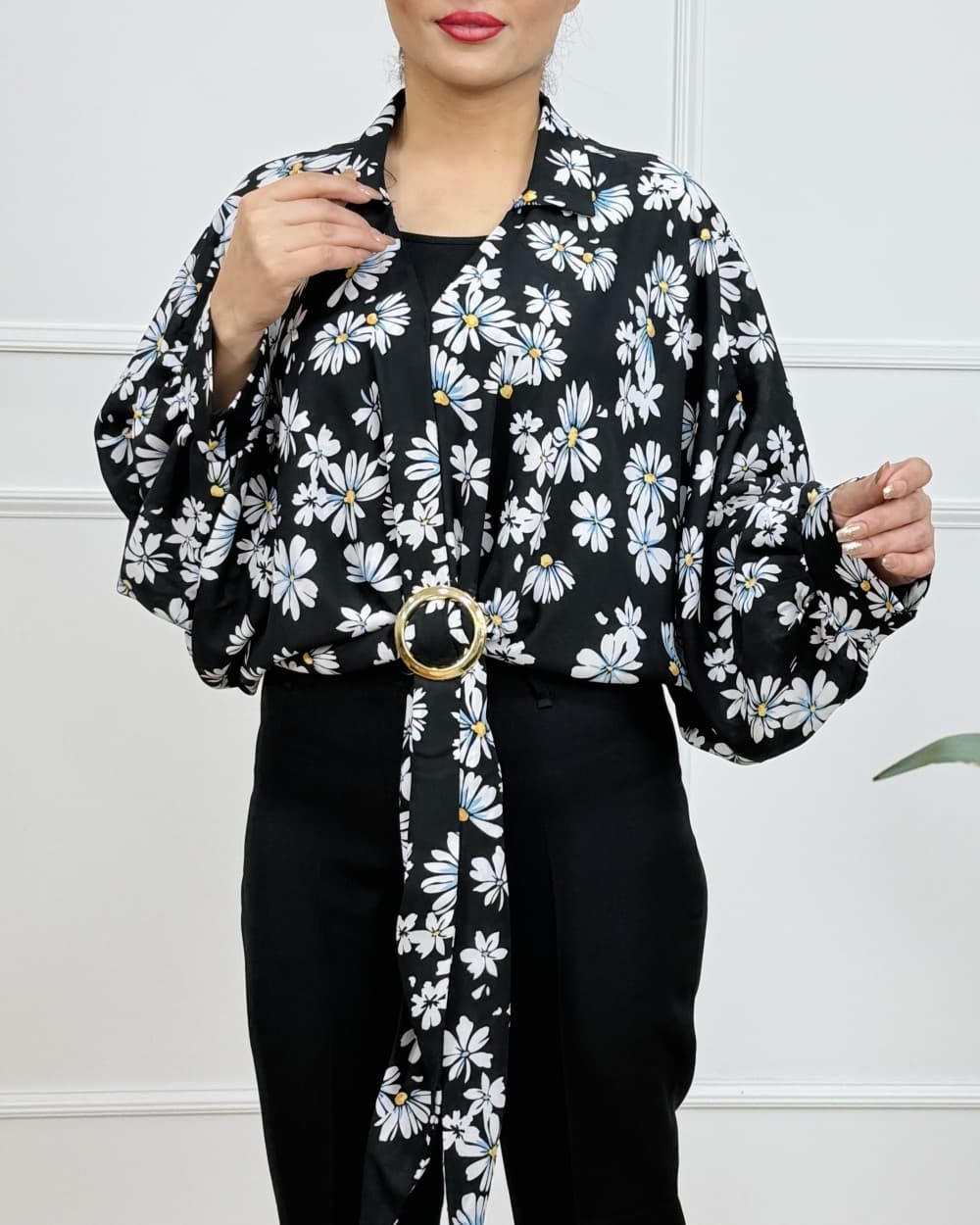 شومیز جلو گره طرحدار _ کد 1178