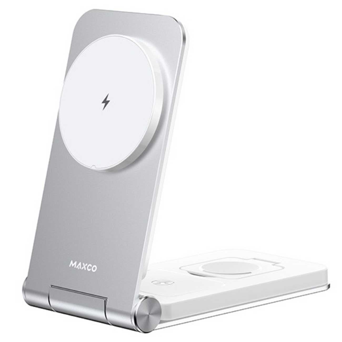 استند و شارژر وایرلس رومیزی آیفون 15 وات چندکاره تاشو مکسکو MW08