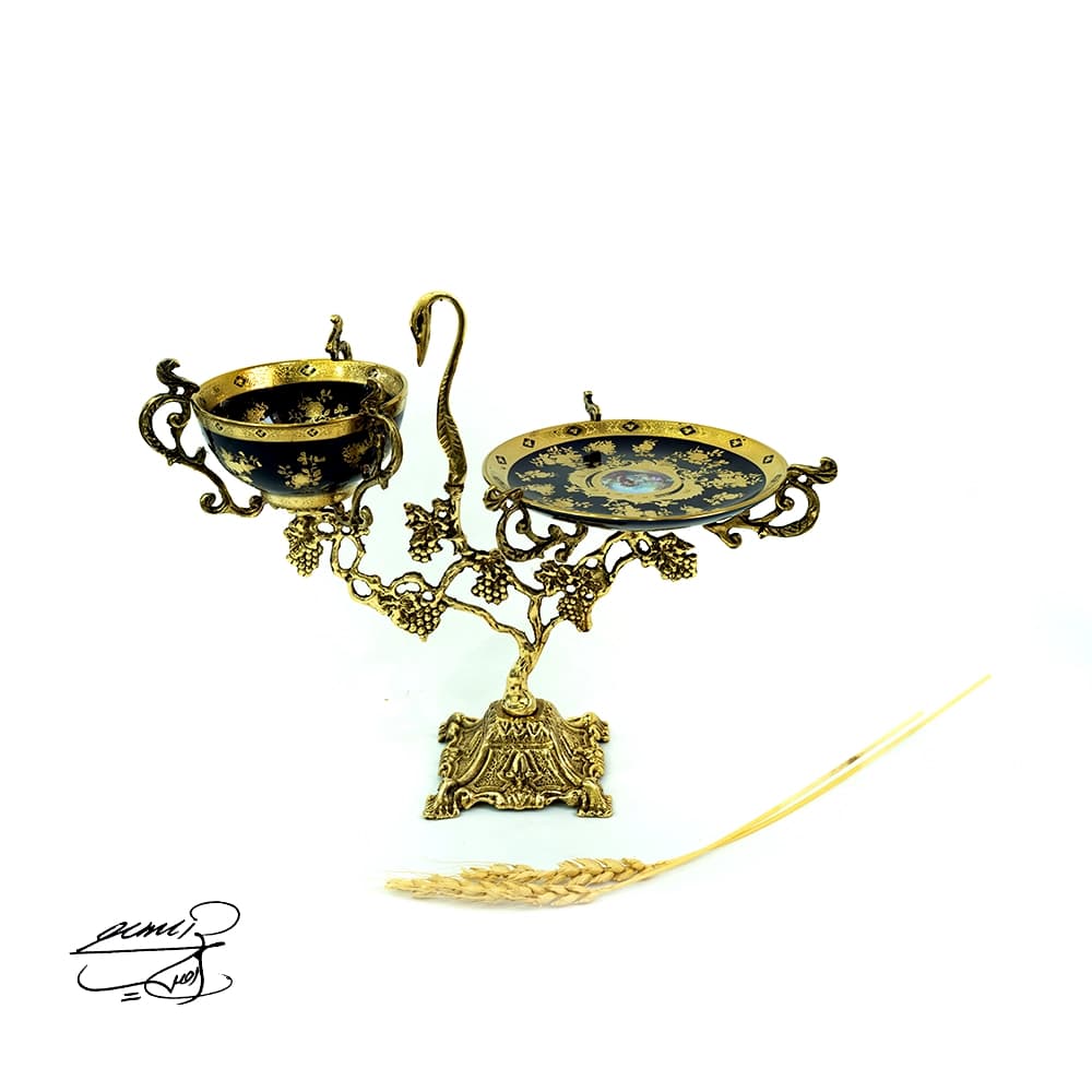 آجیل خوری برنز و چینی طلاکوب کد 1412