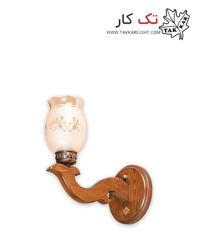 چراغ دیواری چوبی تک شعله طرح مهتاب