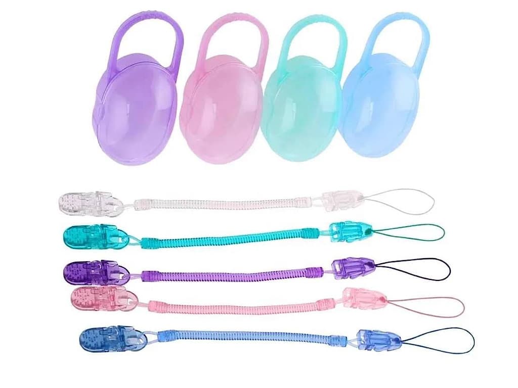 قاب پستانک دسته دار نوزای به همراه بند آویز پستانک samex