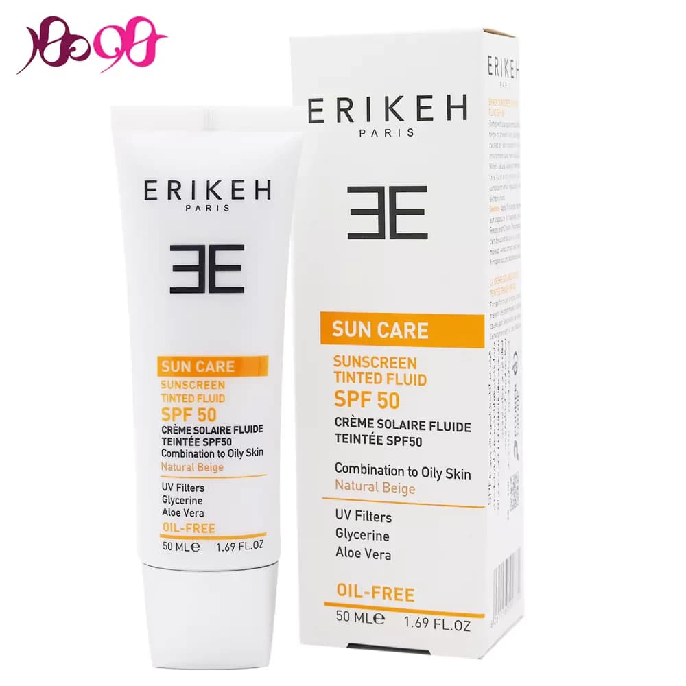 فلوئید ضد آفتاب و ضد جوش فاقد چربی بژ طبیعی SPF 50 مخصوص پوست مختلط و چرب 50 میل اریکه
