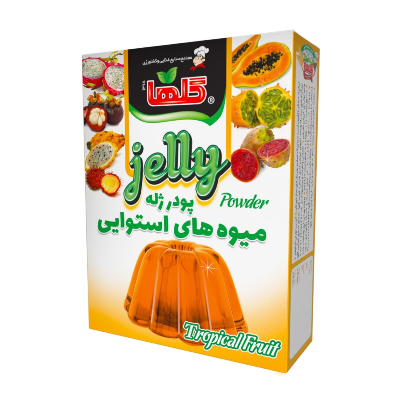 پودر ژله میوه های استوایی گلها حجم100گرم -جعبه