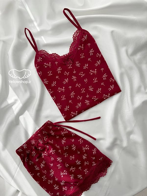 تاپ شورتک نخی زنانه طرح برگ برند HNX کد 27028