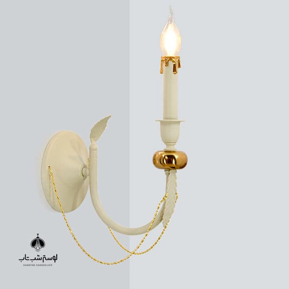 لوستر دیواری تک شعله نورسازان 839/1 کرم با گوی طلا