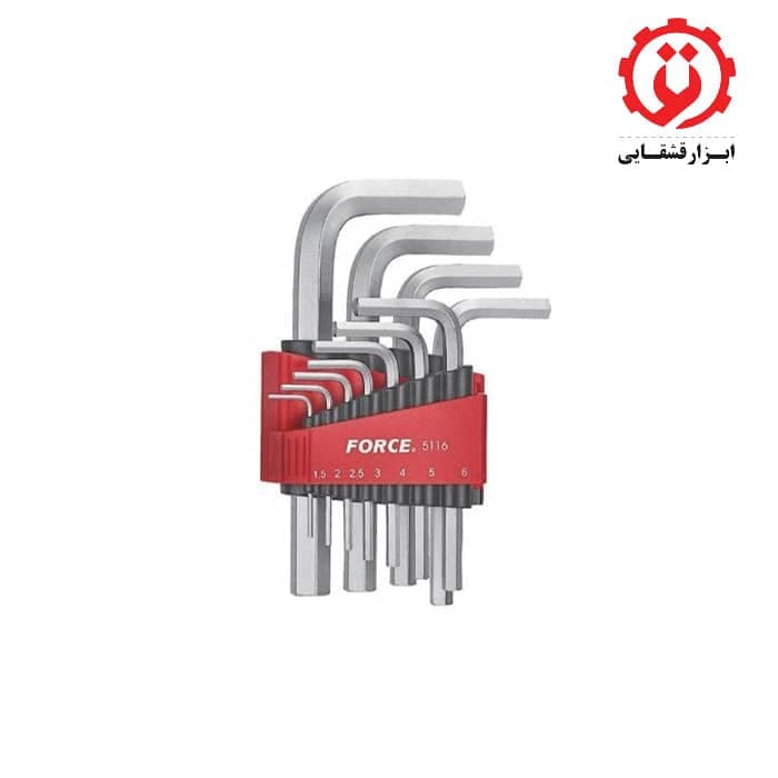 سری آچار آلن L شکل کوتاه 11 عددی فورس مدل 5116