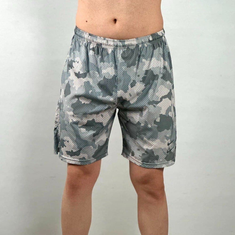 شلوارک ورزشی مردانه چریکی چاکدار بلند آیرو سابلی نایک خاکستری