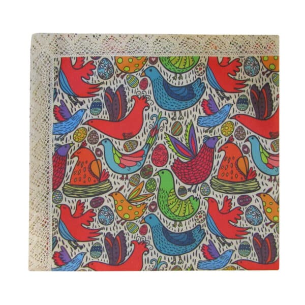 بنیس رومیزی 140 گرد طرح پرنده و تخم مرغ