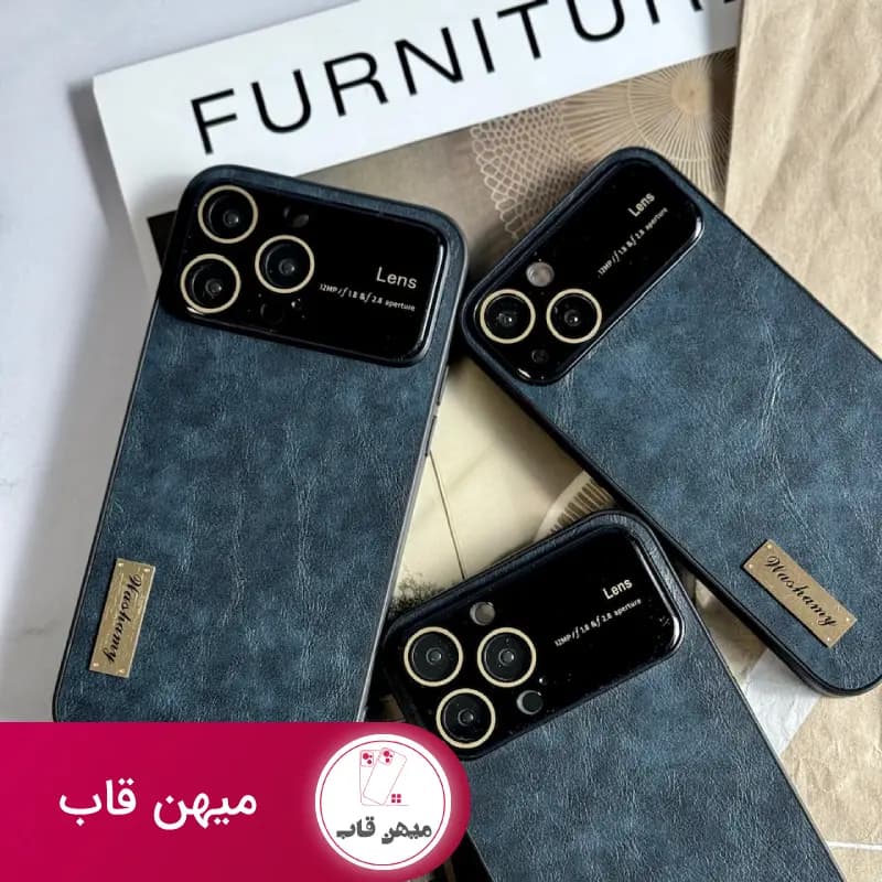 خرید قاب گوشی آیفون چرمی Black Leather Lens - کد (۳۵۹۱)