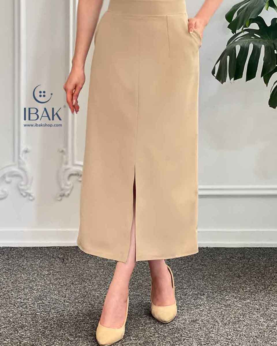 دامن میدی جلوچاک کرپ