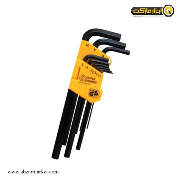 آچار آلن شش گوش واستر کارتی فوق بلند 9 عددی مدل VH007