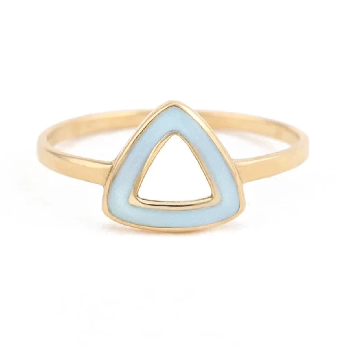 انگشتر طلا 18 عیار زنانه بان گالری مدل ماهورا آبی سایز 53