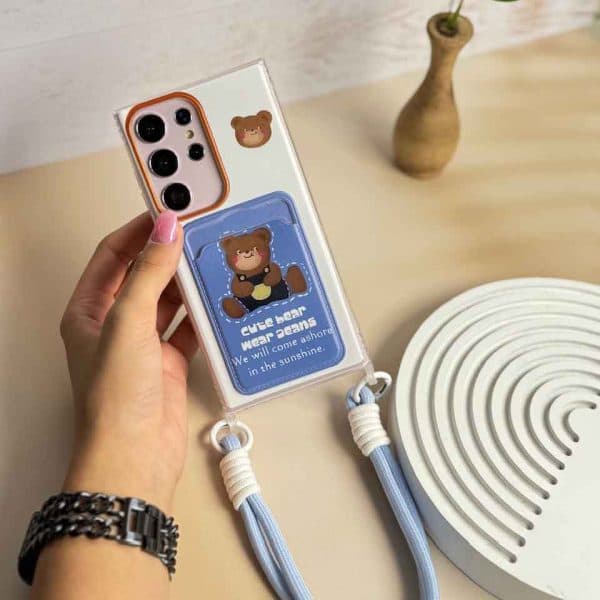 قاب جاکارتی خرس جین پوش با بند