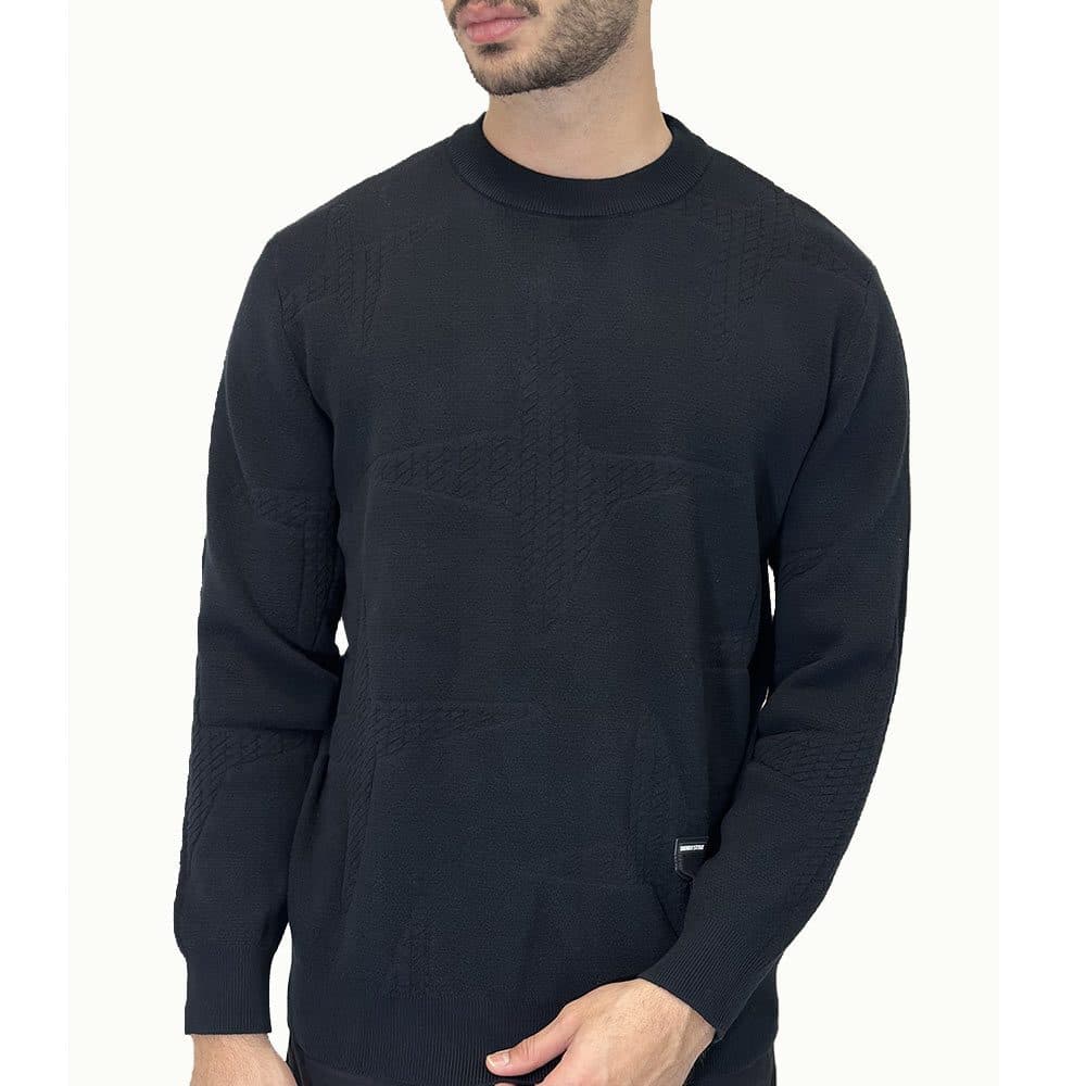 بافت یقه گرد طرحدار هندسی BG28847