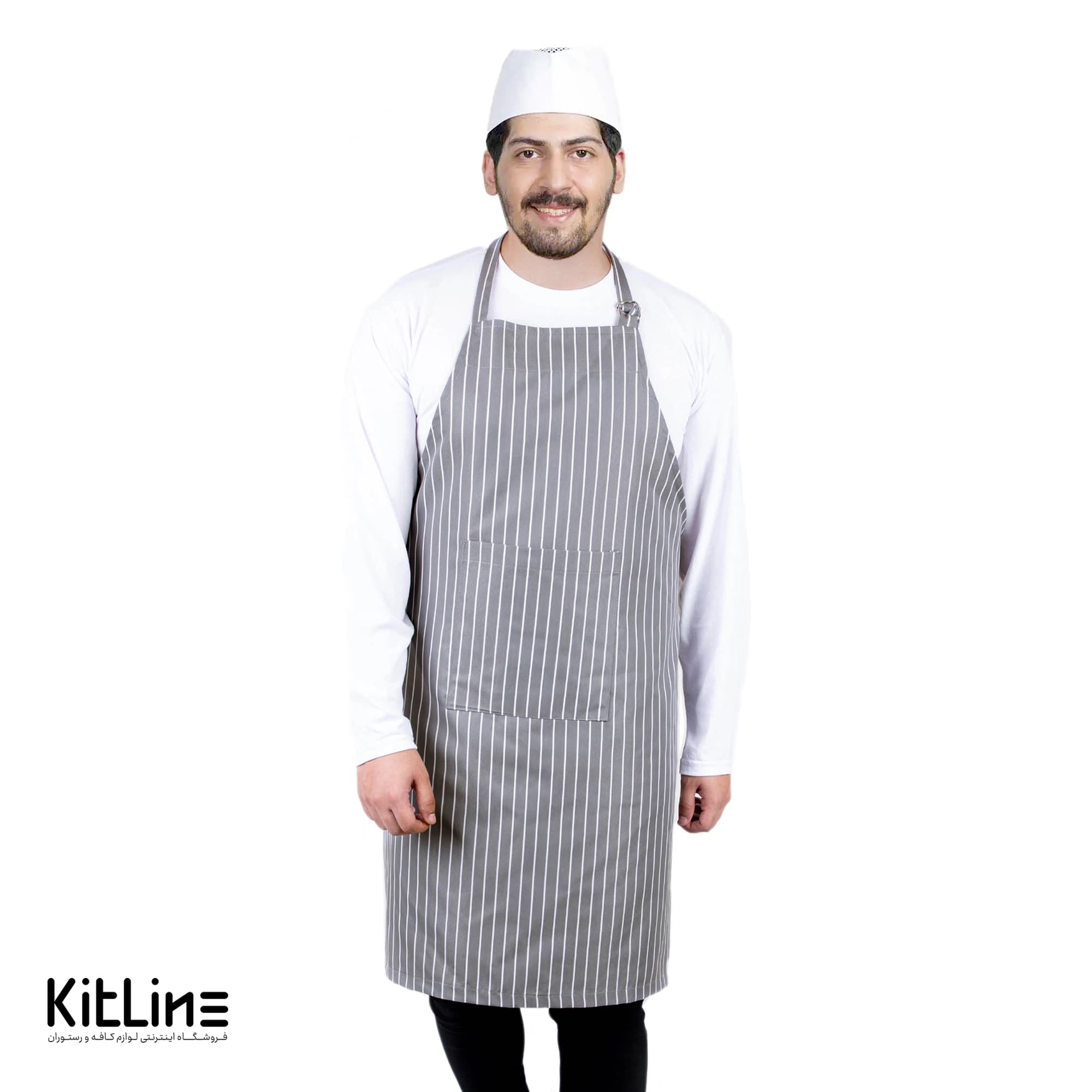 پیشبند ترگال کجراه راه راه طوسی S.R