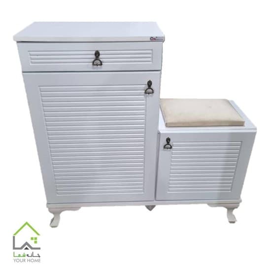 جاکفشی دو درب چوبی با نیمکت نشیمن