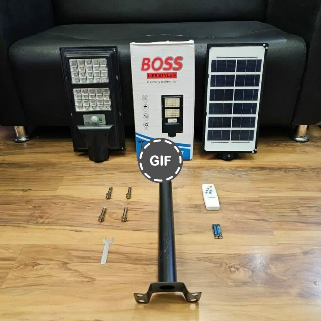 چراغ خورشیدی شارژی LED دو پنل باس مدل HK-LBu