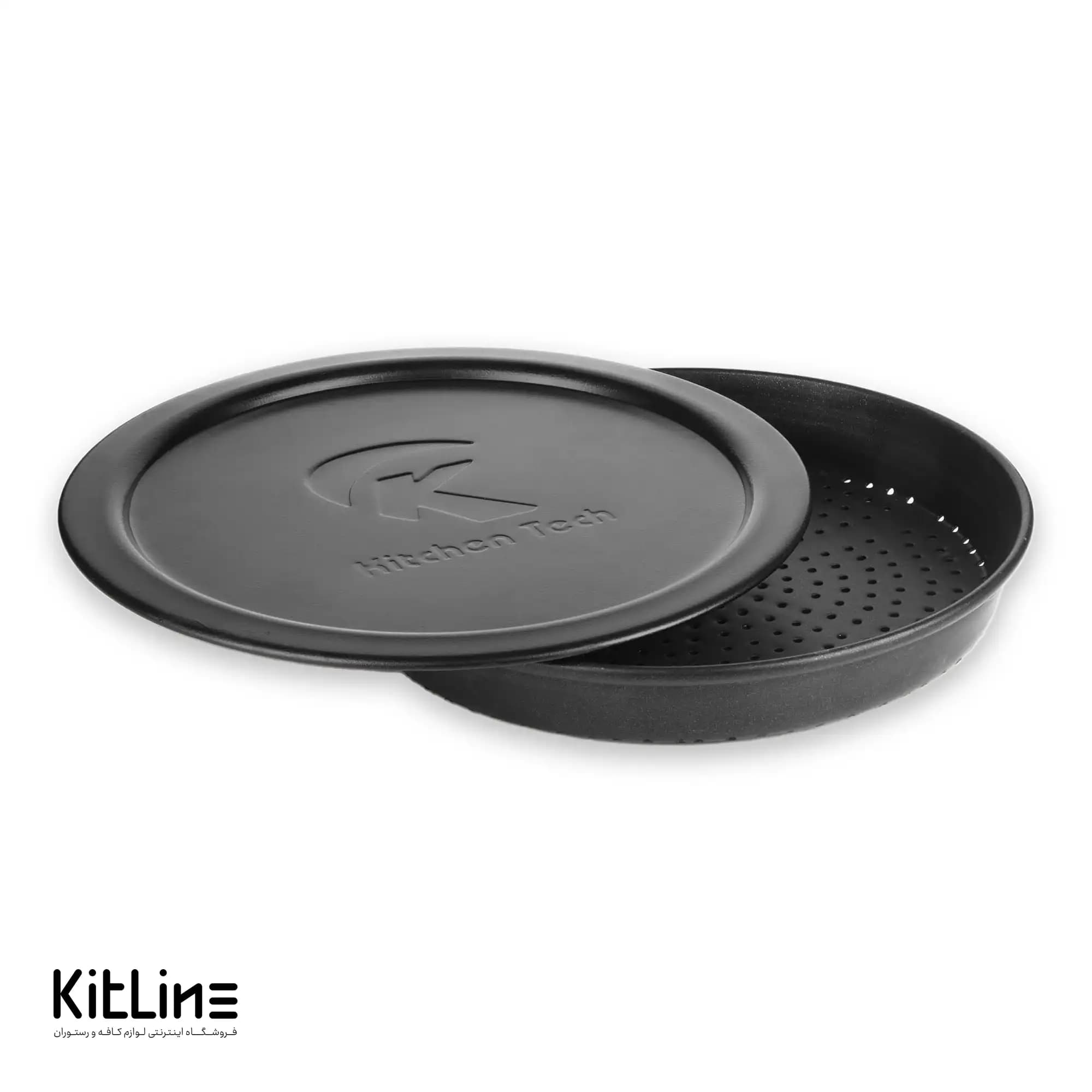 قالب پیتزا آمریکایی آلومینیومی روکش تفلون پانچ ۲۱ سانتیمتری همراه با درب کیچن تک