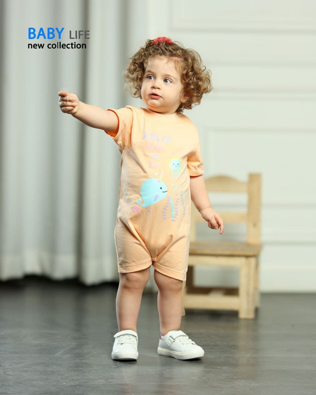 رامپر دخترونه پنبه طرح اقیانوس