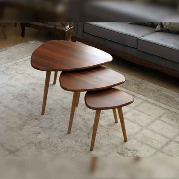 میز عسلی سه تکه مثلثی